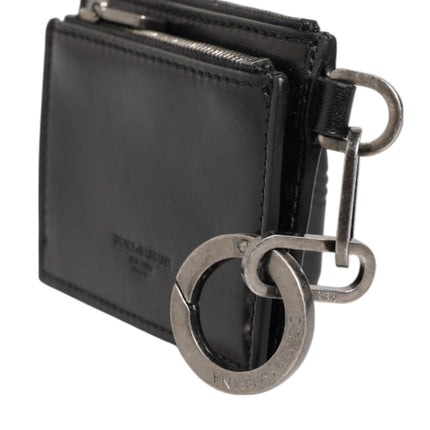Dolce & Gabbana Black Leather Zipped Card Holder Coin Purse Keyring Wallet