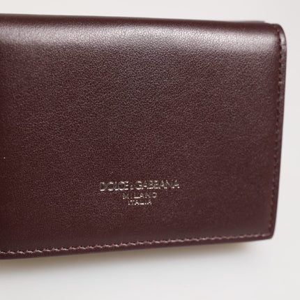 Dolce & Gabbana Leather Embossed Logo Trifold Men Card Holder Dark Brown