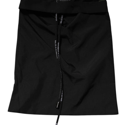 Dolce & Gabbana Black Green Logo Waistband Beachwear Short Swimwear