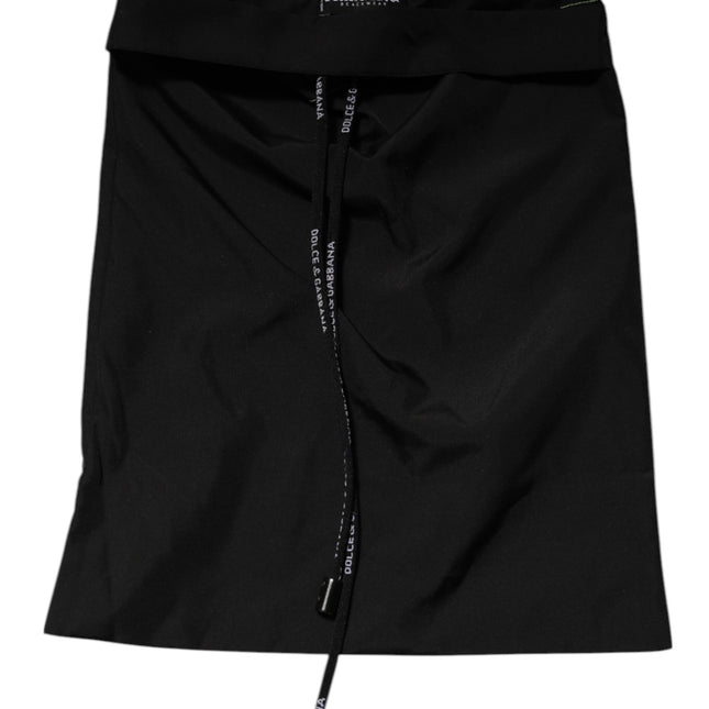 Dolce & Gabbana Black Green Logo Waistband Beachwear Short Swimwear