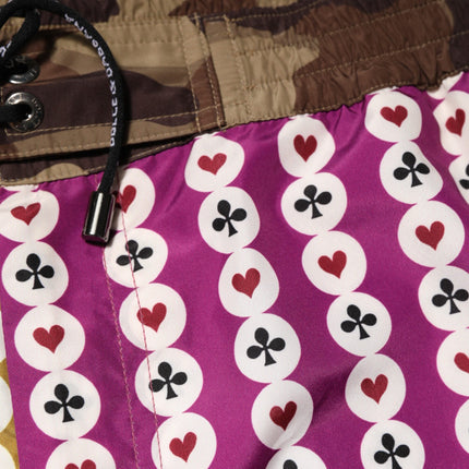 Dolce & Gabbana Multicolor Playing Card Camouflage Shorts Swimwear