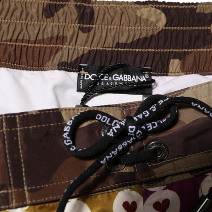 Dolce & Gabbana Multicolor Playing Card Camouflage Shorts Swimwear