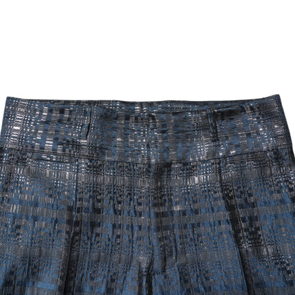 Dolce & Gabbana Blue Silver Shiny Silk Skinny Men Trouser Pants