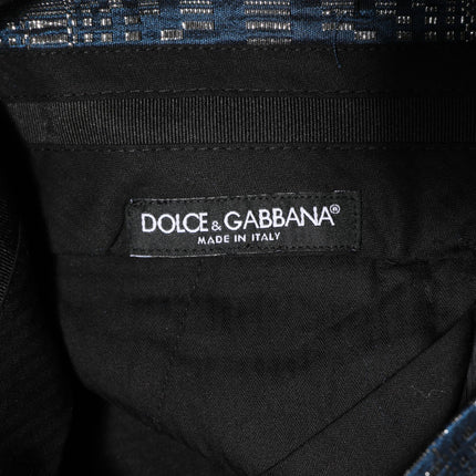 Dolce & Gabbana Blue Silver Shiny Silk Skinny Men Trouser Pants