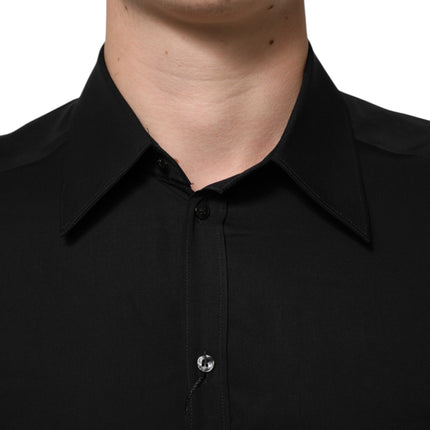 Dolce & Gabbana Black Viscose Long Sleeve Formal Dress Shirt