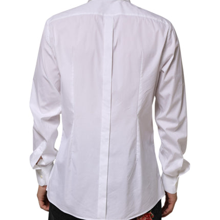 Dolce & Gabbana White Cotton GOLD Long Sleeves Formal Shirt