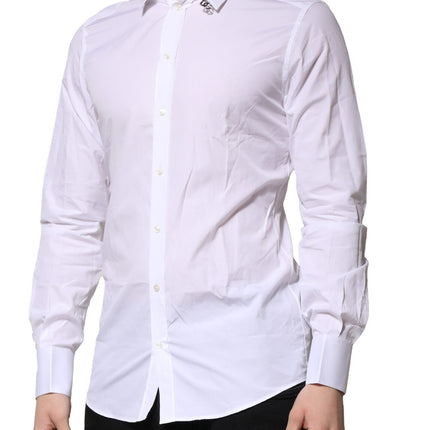 Dolce & Gabbana White Cotton GOLD Long Sleeves Formal Shirt
