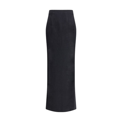 Alessandra Rich Black Wool Long Skirt