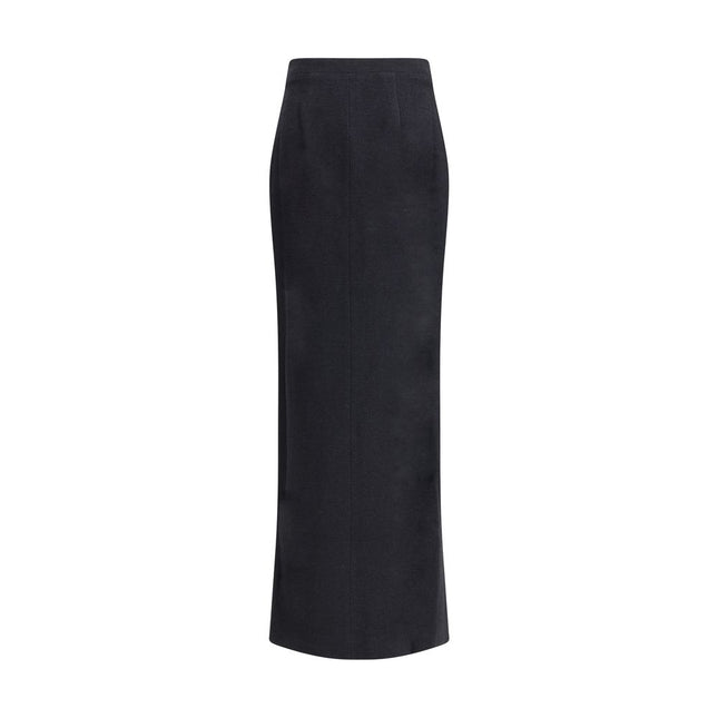 Alessandra Rich Black Wool Long Skirt