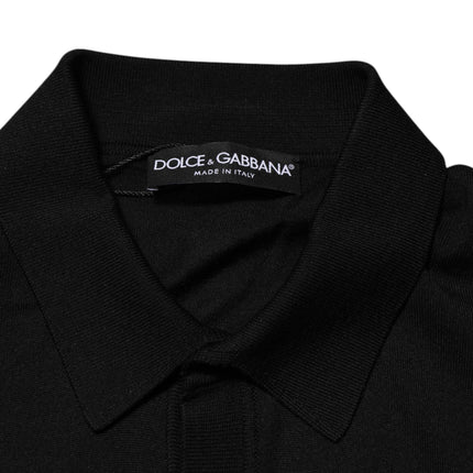 Dolce & Gabbana Black Silk Button Up Lightweight Sweater