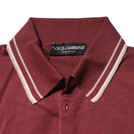 Dolce & Gabbana Cotton Burgundy Striped DG Logo Polo  T-shirt