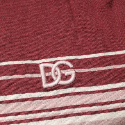 Dolce & Gabbana Cotton Burgundy Striped DG Logo Polo  T-shirt
