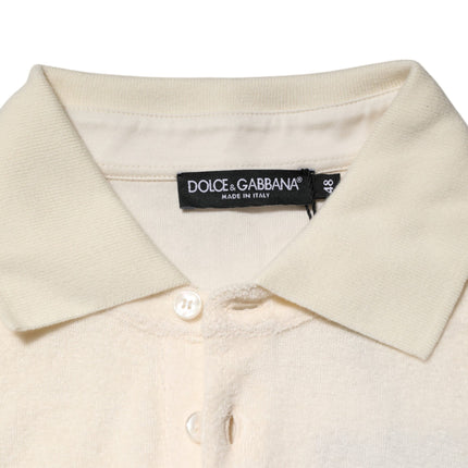 Dolce & Gabbana Ivory Cotton Terry Logo Pocket Polo T-shirt