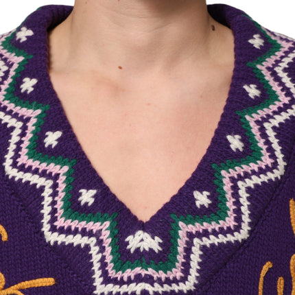 Dolce & Gabbana Purple Wool DG Logo Men Knit Pullover Sweater