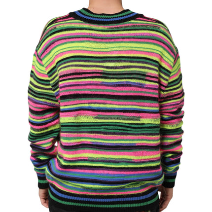 Dolce & Gabbana Multicolor DG Logo V-Neck Knit Pullover Sweater