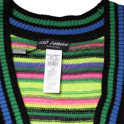 Dolce & Gabbana Multicolor DG Logo V-Neck Knit Pullover Sweater