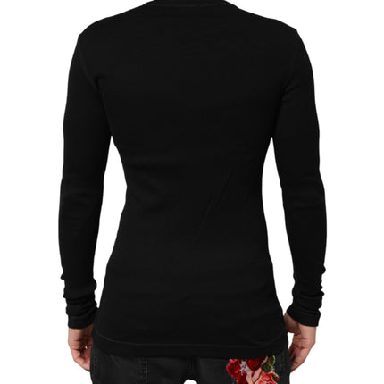 Dolce & Gabbana Black Cotton Button Up Men Cardigan Sweater