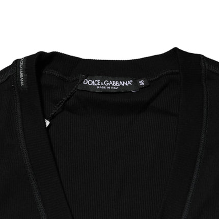 Dolce & Gabbana Black Cotton Button Up Men Cardigan Sweater
