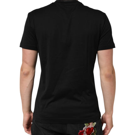 Dolce & Gabbana Black Cotton Embroidered DG Logo Pocket T-shirt
