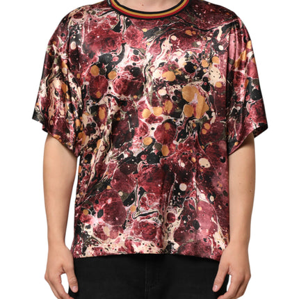 Dolce & Gabbana Multicolor Polyester Marble Print Oversize T-shirt