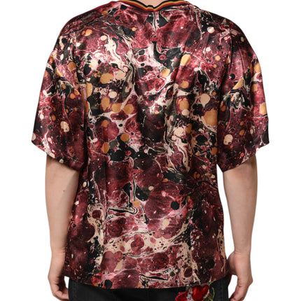 Dolce & Gabbana Multicolor Polyester Marble Print Oversize T-shirt