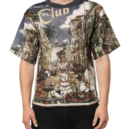Dolce & Gabbana Palermo Jazz Club Linen Crew Neck Men T-shirt