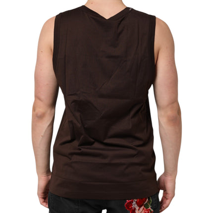 Dolce & Gabbana Brown Cotton Sleeveless Underwear Men Tank Top