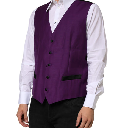 Dolce & Gabbana Purple Wool Dress Formal Waistcoat Vest