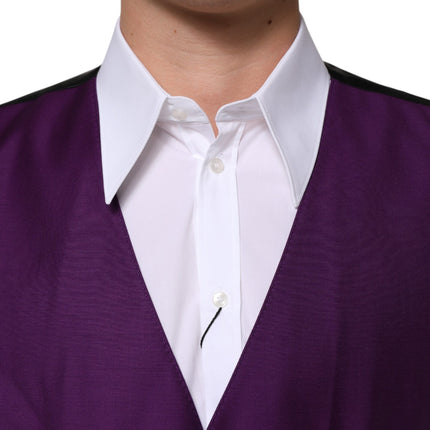 Dolce & Gabbana Purple Wool Dress Formal Waistcoat Vest