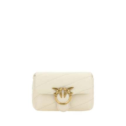 PINKO White Calf Leather Bos Taurus Shoulder Bag