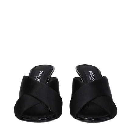 Dolce & Gabbana Black Satin Stiletto Heel Sandals