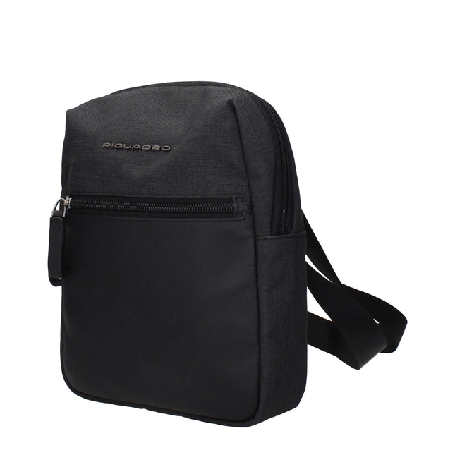 Piquadro Black Fabric Crossbody Bag