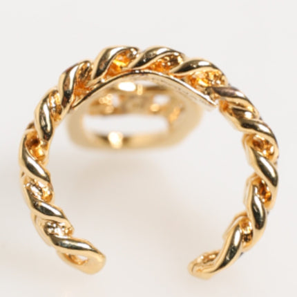 Dolce & Gabbana Gold Tone Brass Oval DG Logo Chain Adjustable Ring