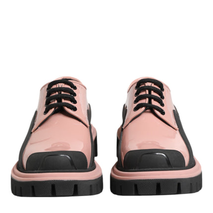 Dolce & Gabbana Light Powder Pink Black Leather Lace-Up Shoes