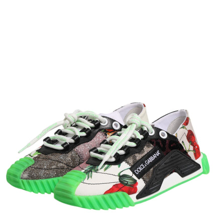 Dolce & Gabbana Multicolor DG Logo Leopard Cherry Sneaker Shoes