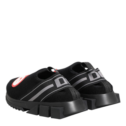 Dolce & Gabbana Black Grey Slip On Sorrento Sneakers Shoes
