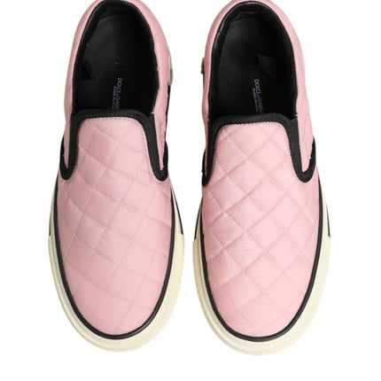 Dolce & Gabbana Pink Quilted Nylon Slip-On Sneaker Shoes