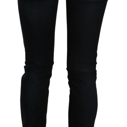 John Galliano Dark Blue Mid Waist Slim Fit Denim Casual Pants Jeans