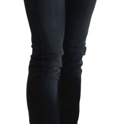 John Galliano Dark Blue Mid Waist Slim Fit Denim Casual Pants Jeans