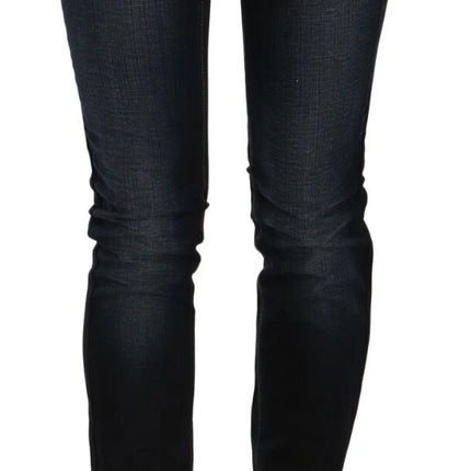 John Galliano Dark Blue Mid Waist Slim Fit Denim Casual Pants Jeans