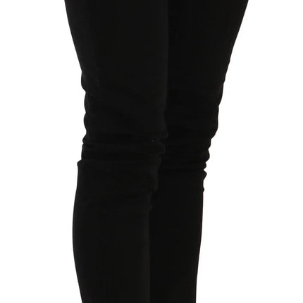 John Galliano Black Mid Waist Slim Fit Skinny Denim Casual Pants Jeans