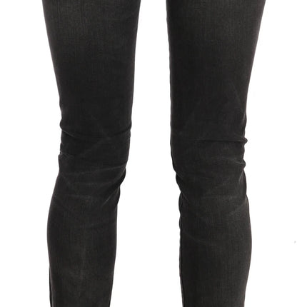 John Galliano Black Washed Low Waist Slim Fit Skinny Denim Pants Jeans