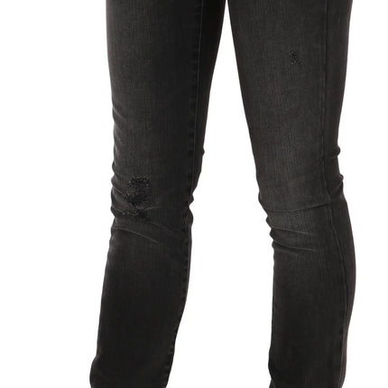 John Galliano Black Washed Low Waist Slim Fit Skinny Denim Pants Jeans