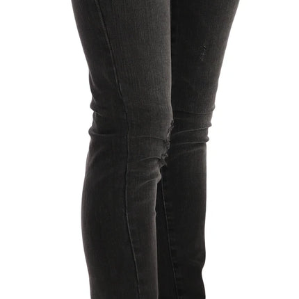 John Galliano Black Washed Low Waist Slim Fit Skinny Denim Pants Jeans