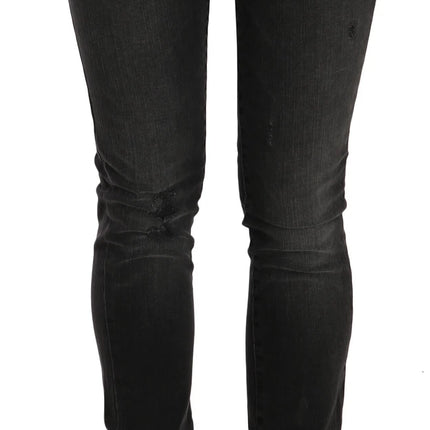 John Galliano Black Washed Low Waist Slim Fit Skinny Denim Pants Jeans