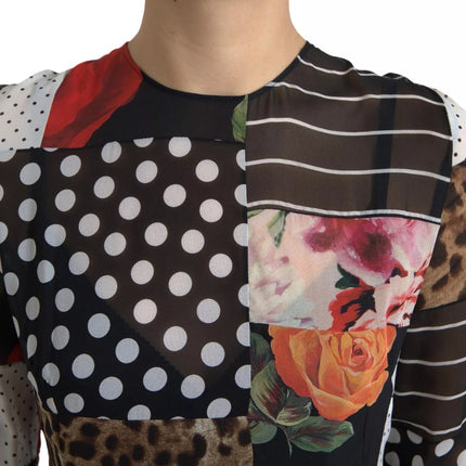 Dolce & Gabbana Multicolor Patchwork Floral Leopard Dress