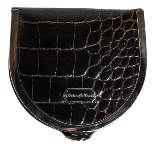 Dolce & Gabbana Black Polished Crocodile Leather Mens Coin Purse Wallet