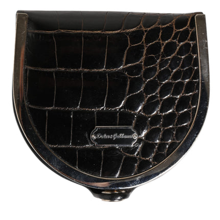 Dolce & Gabbana Black Polished Crocodile Leather Mens Coin Purse Wallet