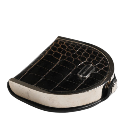 Dolce & Gabbana Black Polished Crocodile Leather Mens Coin Purse Wallet