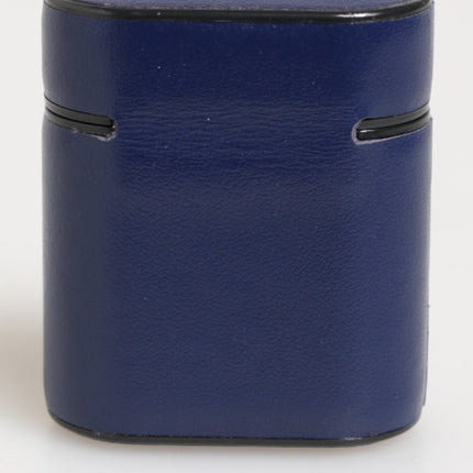 Dolce & Gabbana Blue Leather Logo Print Flip Holder Men Airpods Case